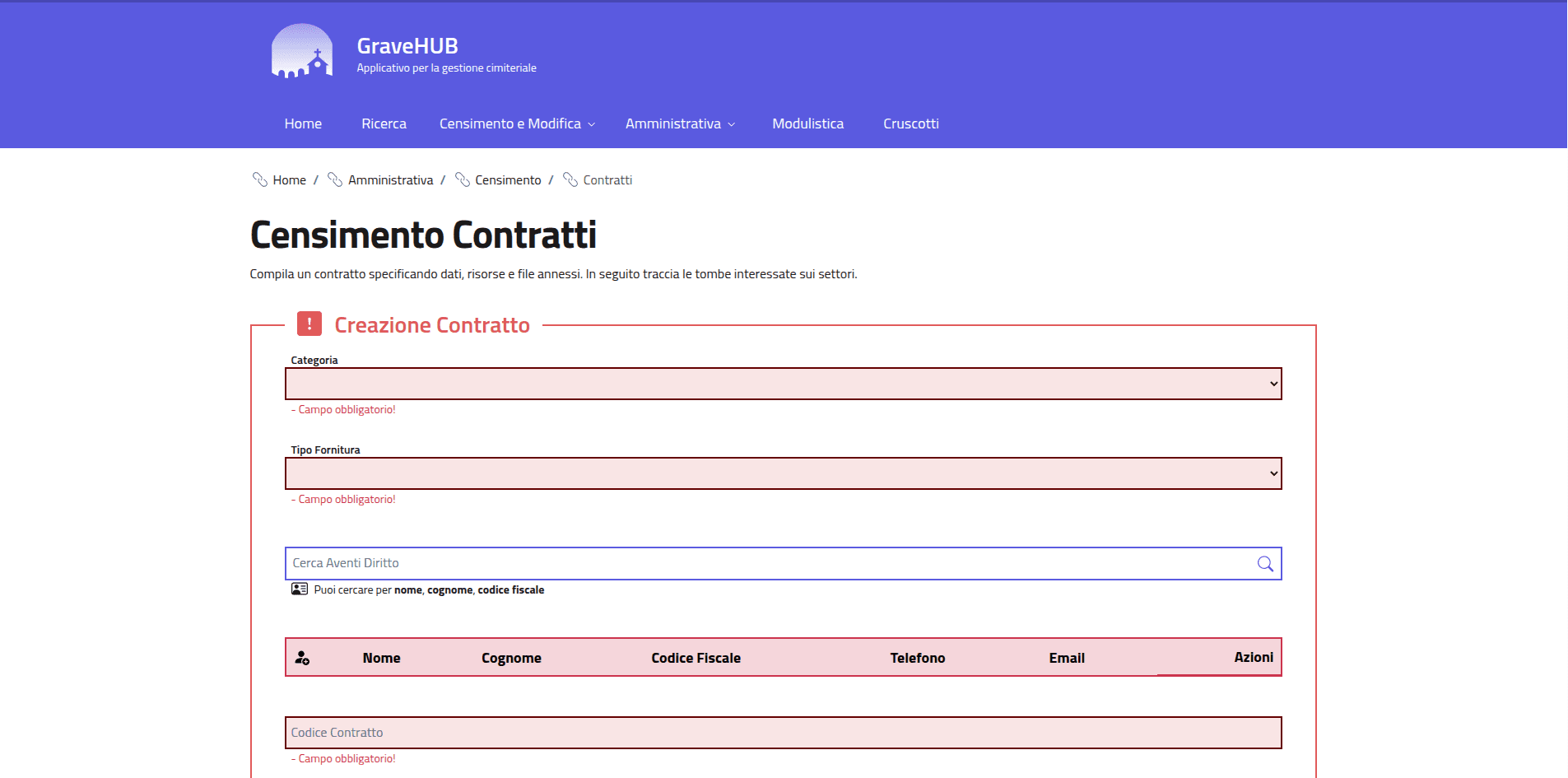 Censimento dei Contratti