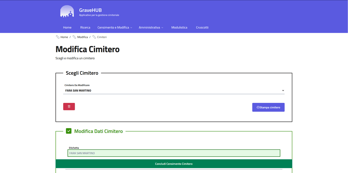 Modifica dei Cimiteri